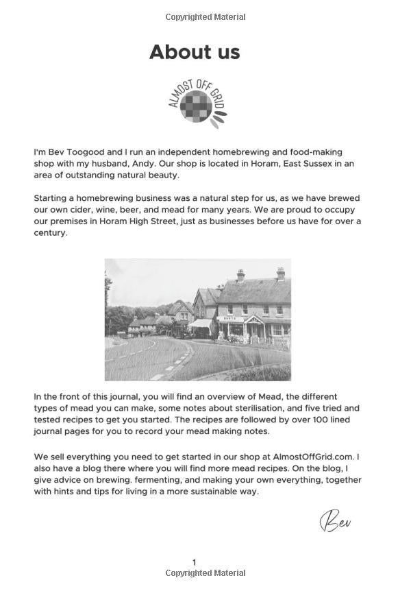 Almost Off Grid Mead Making Journal