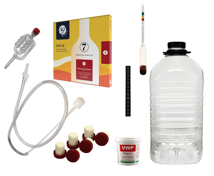 Almost Off Grid 6 bottle Cabernet Sauvignon Gold Red Wine Making Kit including ingredients and equipment - Almost Off Grid