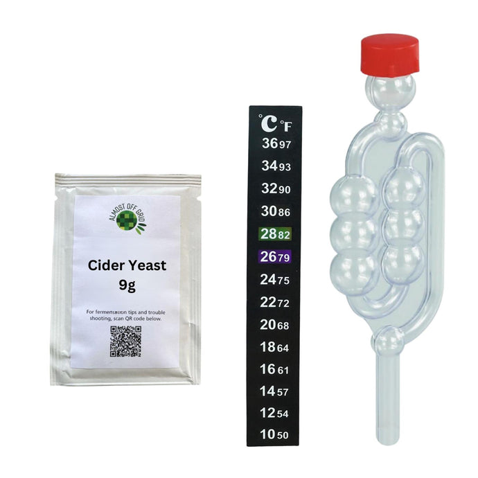 Cider Yeast, Airlock, Thermometer Set - Almost Off Grid