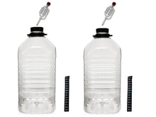 Load image into Gallery viewer, 2 x 5 Litre /1 gallon PET Demijohns with Caps, Grommets, Airlocks Thermometers - Almost Off Grid