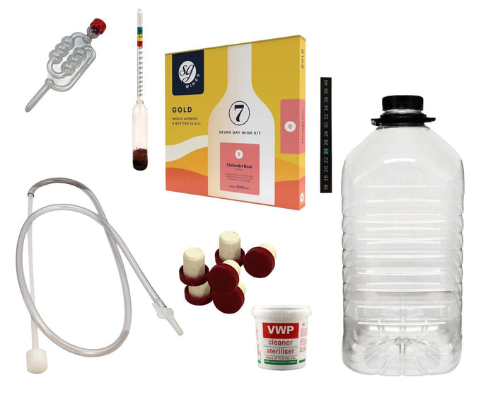 Almost Off Grid 6 bottle Zinfandel Rose Gold White Wine Making Kit including ingredients and equipment - Almost Off Grid