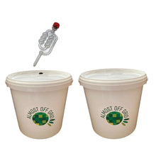 Load image into Gallery viewer, 5 Litre Fermentation Buckets, one with Lid, Grommet and Airlock, 1 solid lid - Almost Off Grid