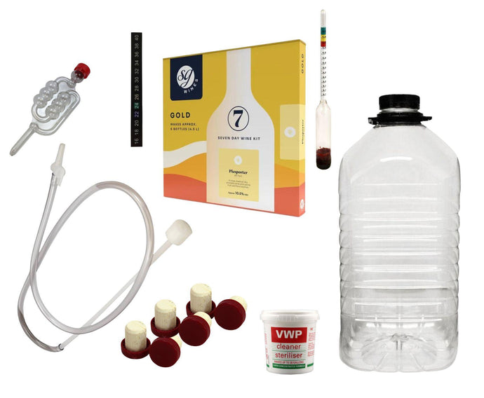 Almost Off Grid 6 bottle Piesporter Gold White Wine Making Kit including ingredients and equipment - Almost Off Grid