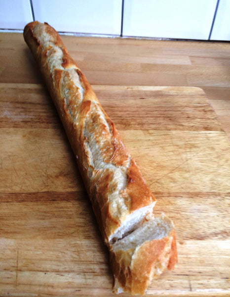 Refreshing a two day old loaf of French Bread. From France.
