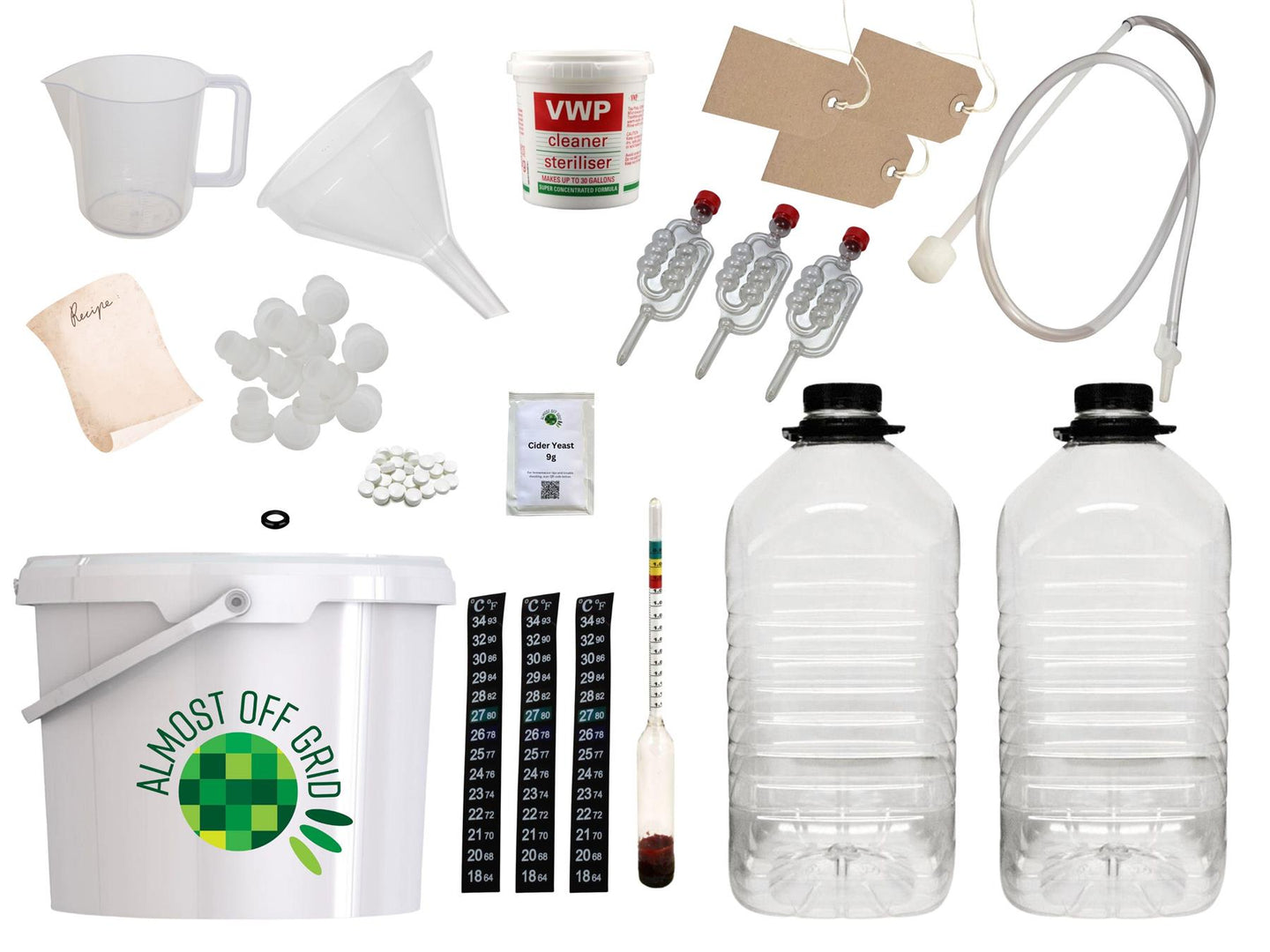 Almost Off Grid 10 litre Cider Kit plus 2 demijohns