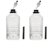 2 x 5 Litre /1 gallon PET Demijohns with Caps, Grommets, Airlocks Thermometers - Almost Off Grid