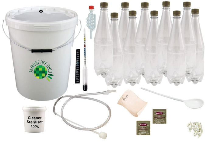 ALMOST OFF GRID Deluxe Sparkling Elderflower Champagne Starter Kit (with bottles) - Almost Off Grid
