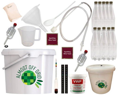 Almost Off Grid 10 litre Elderflower Champagne Kit with bottles - Almost Off Grid