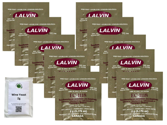 10x Lalvin Sparkling Wine Yeast EC-1118 5g + 2g Still Wine Yeast Almost Off Grid - Almost Off Grid