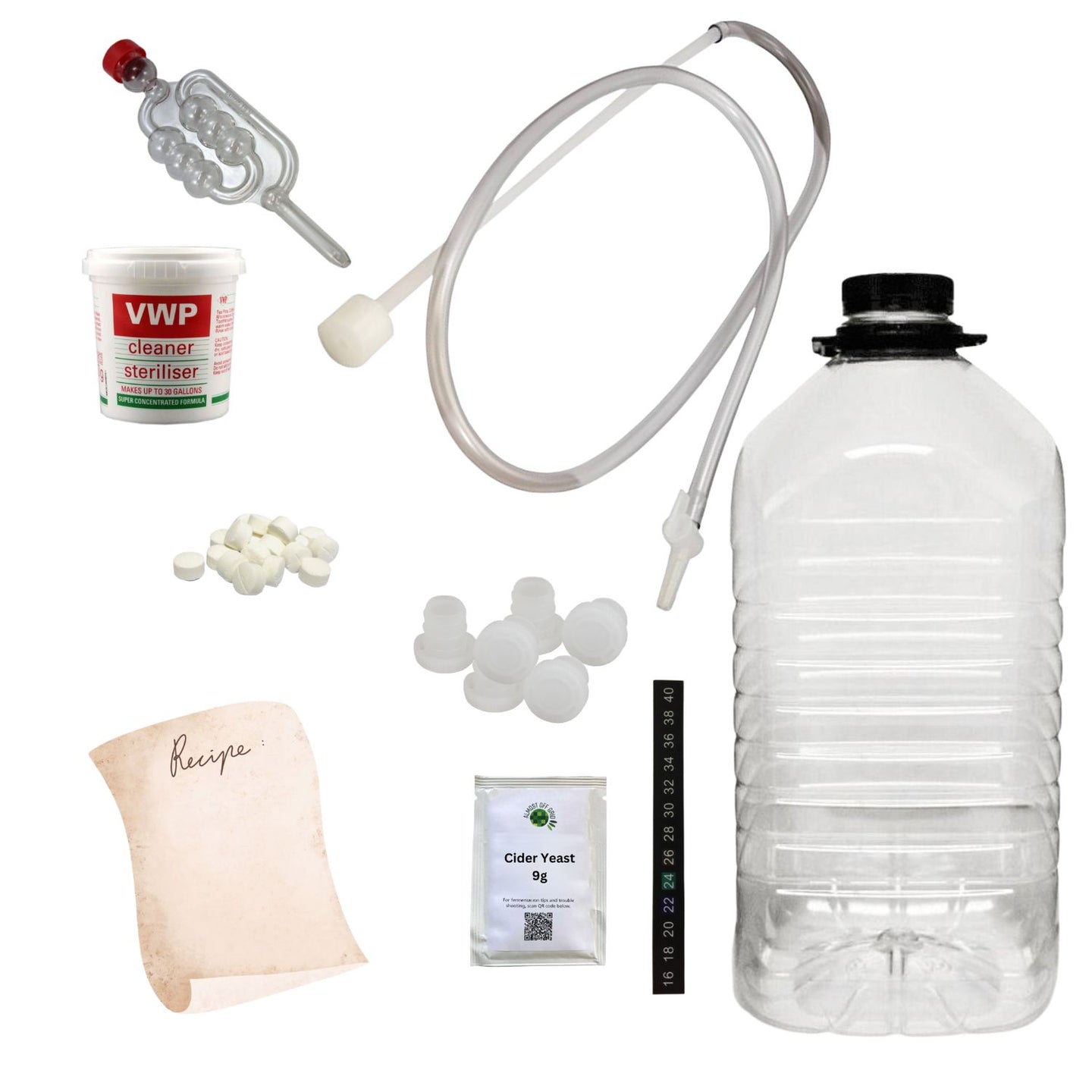 Almost Off Grid C5DJ1 Basic Cider Making Starter Kit with Demijohn<br>(1 Gallon/4.5 litres) - Almost Off Grid