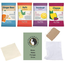 Load image into Gallery viewer, Mad Millie Fermenting Cultures Set with Muslin &amp; Notebook to make Kefir, Yogurt, Sourdough and Ginger Beer - Almost Off Grid
