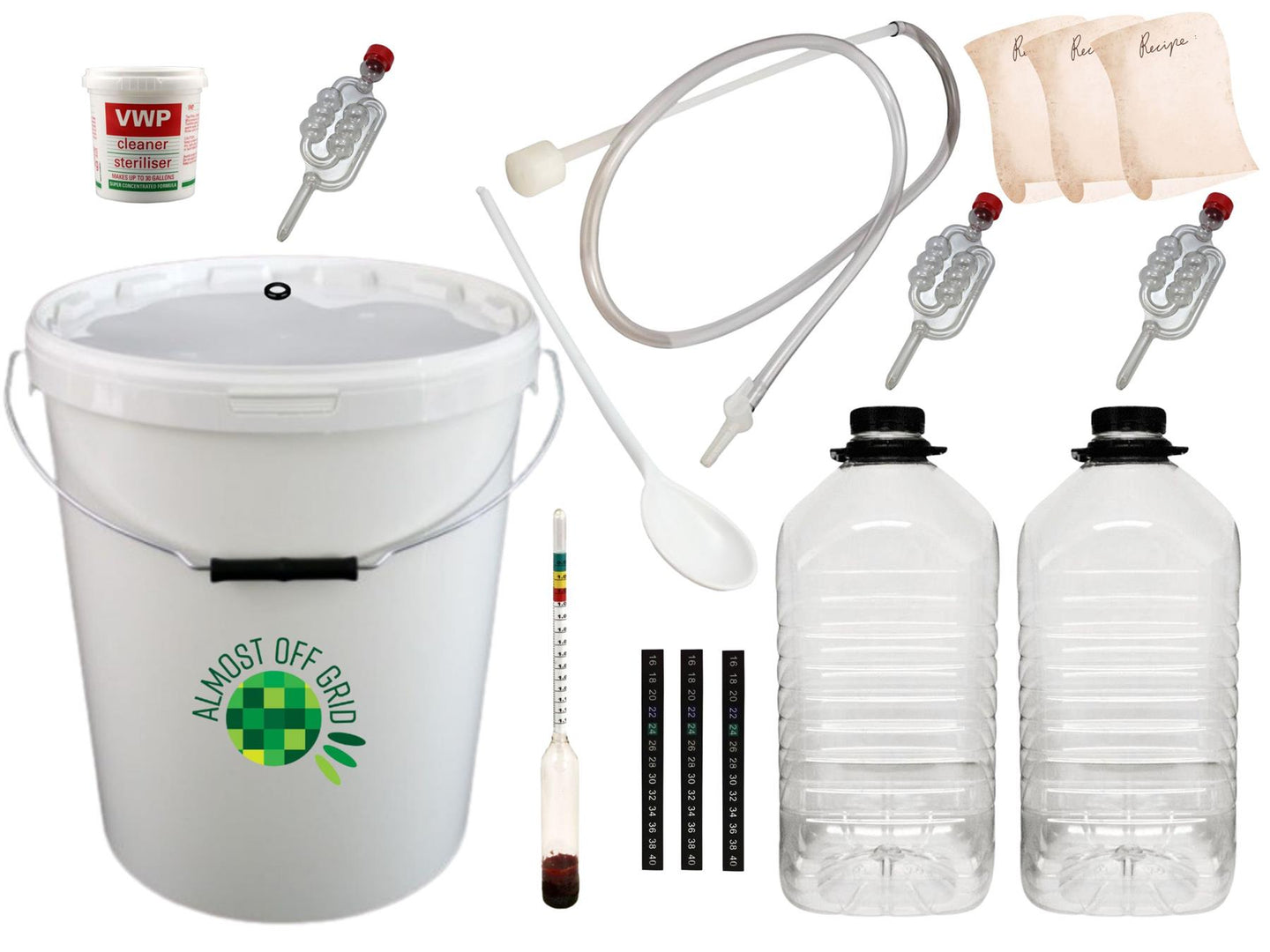 Almost Off Grid 25 Litre Deluxe Wine and Cider Making Starter Kit with 2 PET demijohns