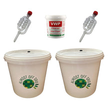 Load image into Gallery viewer, 5 Litre Fermentation Buckets with Lids Grommets and Airlocks x2 and 100g VWP

