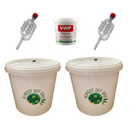 5 Litre Fermentation Buckets with Lids Grommets and Airlocks x2 and 100g VWP - Almost Off Grid