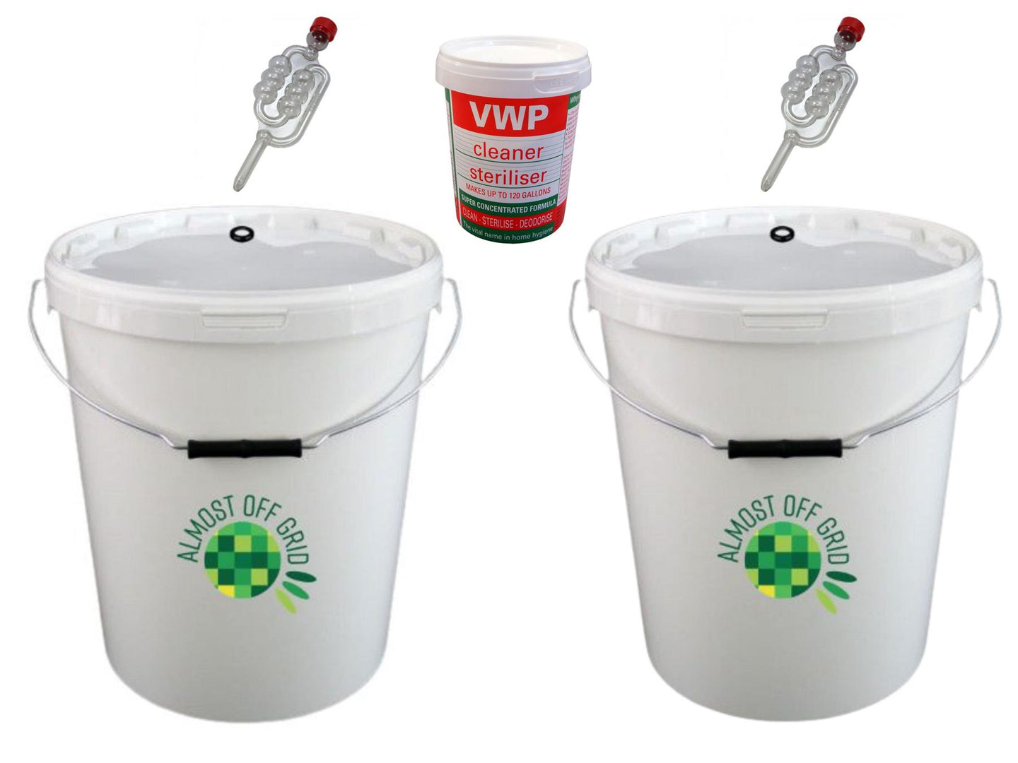 2x 25 litre buckets with airlocks 400g VWP